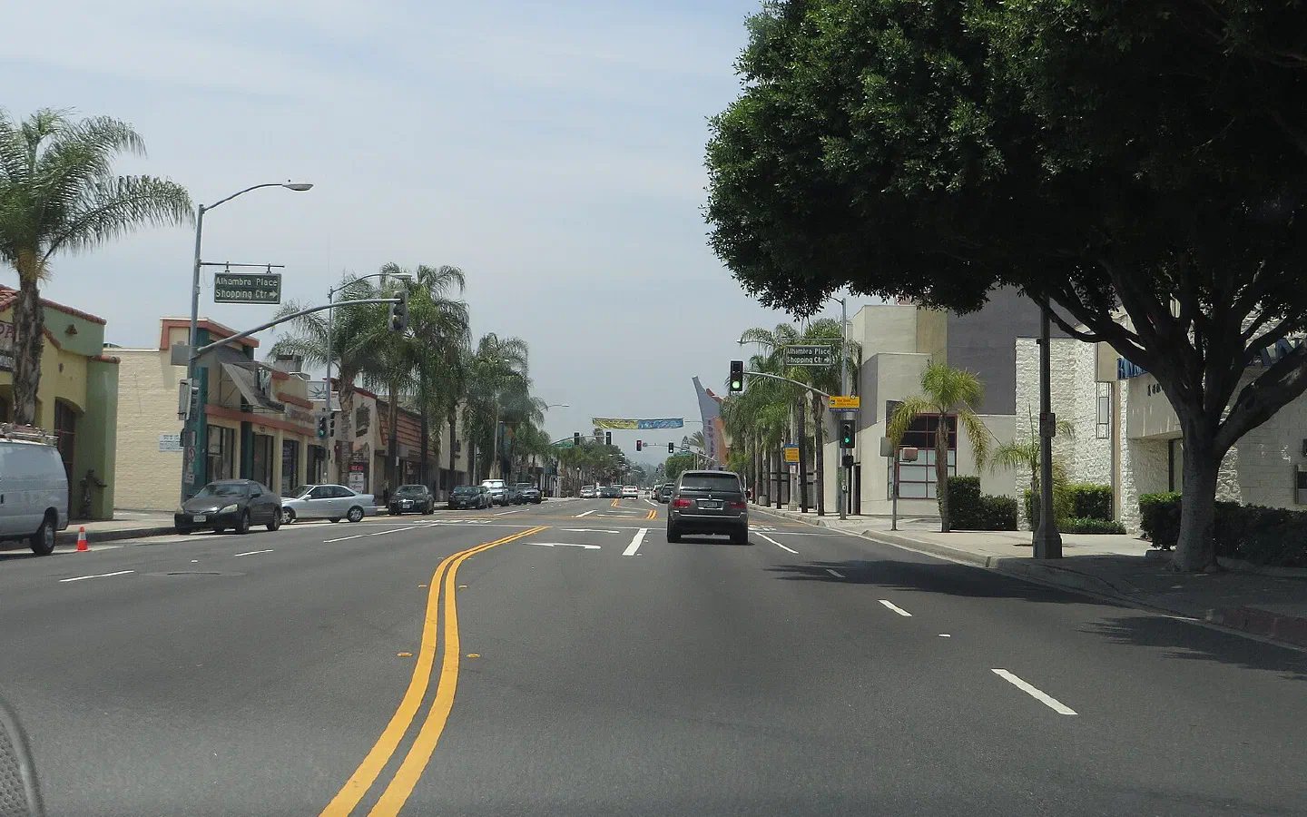 Palm-lined Main Street in Alhambra